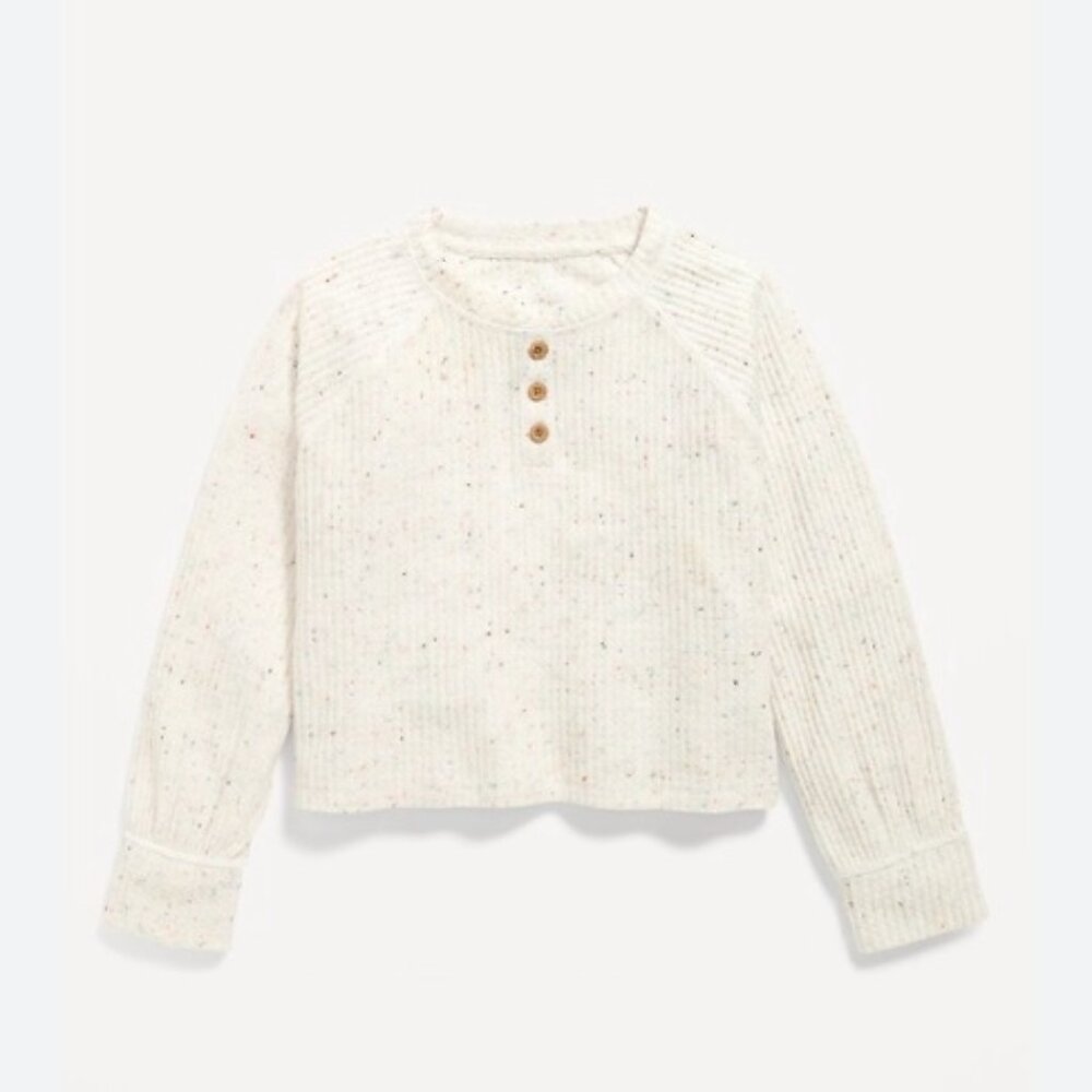 Old Navy Cozy Textured Thermal-Knit Henley Top | Girls Size S (6–7)